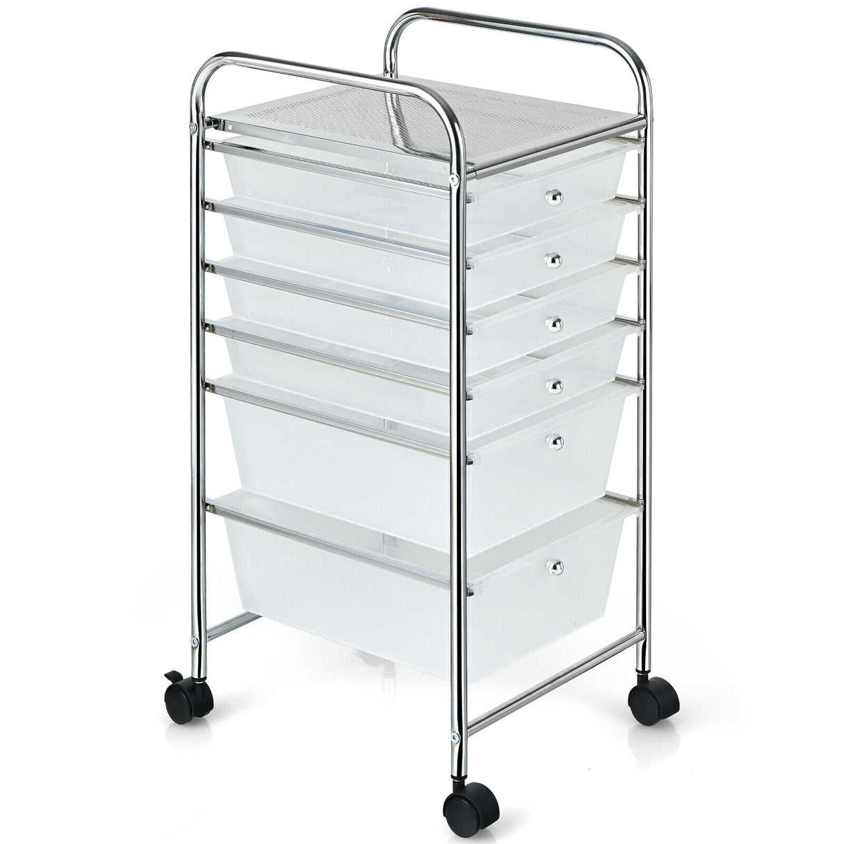 6 Drawers Rolling Storage Cart Organizer-Transparent