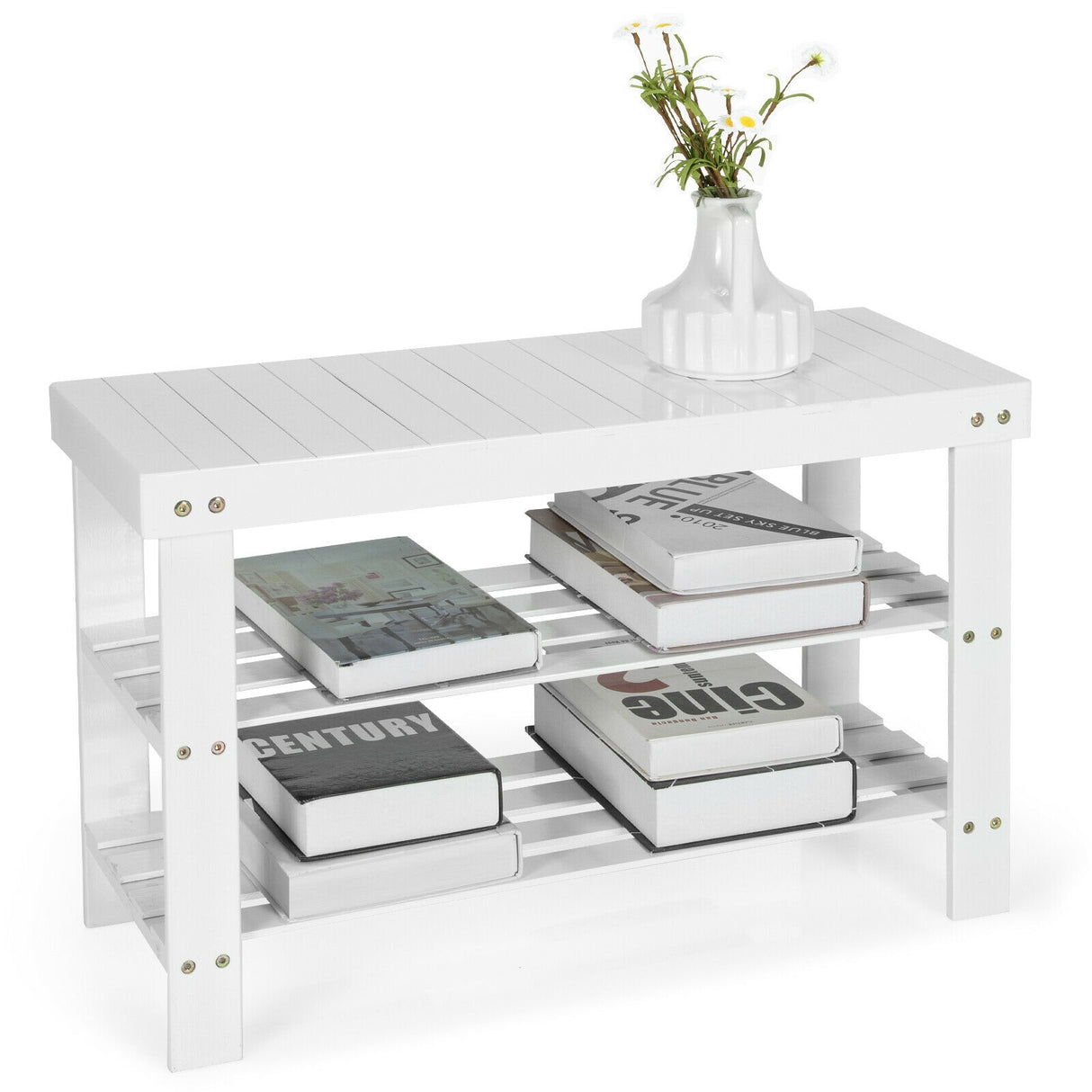 3 Tier Bamboo Bench Storage Shoe Shelf