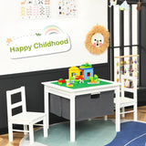2-in-1 Kids Activity Table and 2 Chairs Set with Storage Building Block Table