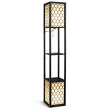 Modern Shelf Freestanding Floor Lamp with Double Lamp Pull Chain and Foot Switch