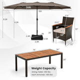 11 Pieces Patio Dining Set with 15 Feet Double-Sided Patio Umbrella and Base