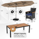 11 Pieces Patio Dining Set with LED Patio Umbrella with Base and Seat Cushions (Navy)