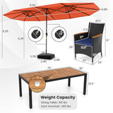 11 Pieces Patio Dining Set with LED Patio Umbrella with Base and Seat Cushions (Navy)