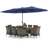 11 Pieces Patio Dining Set with 15 Feet Double-Sided Patio Umbrella Base Included