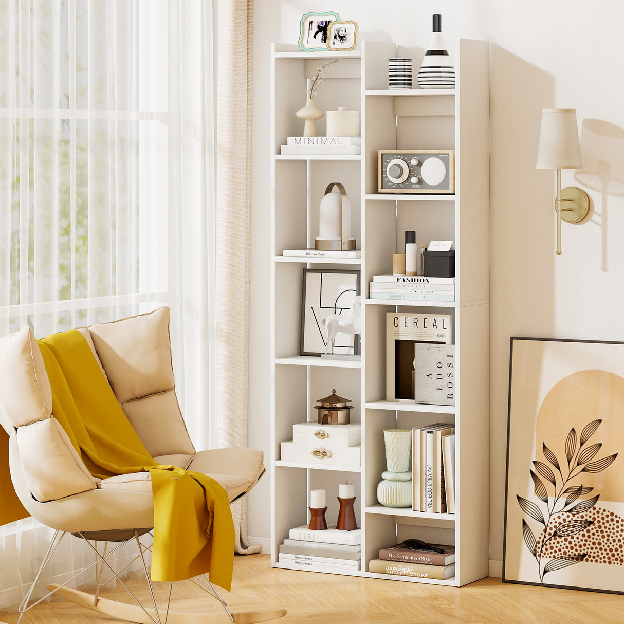 11-Tier Modern Book Organizer Bookcase with Anti-Tipping Kits