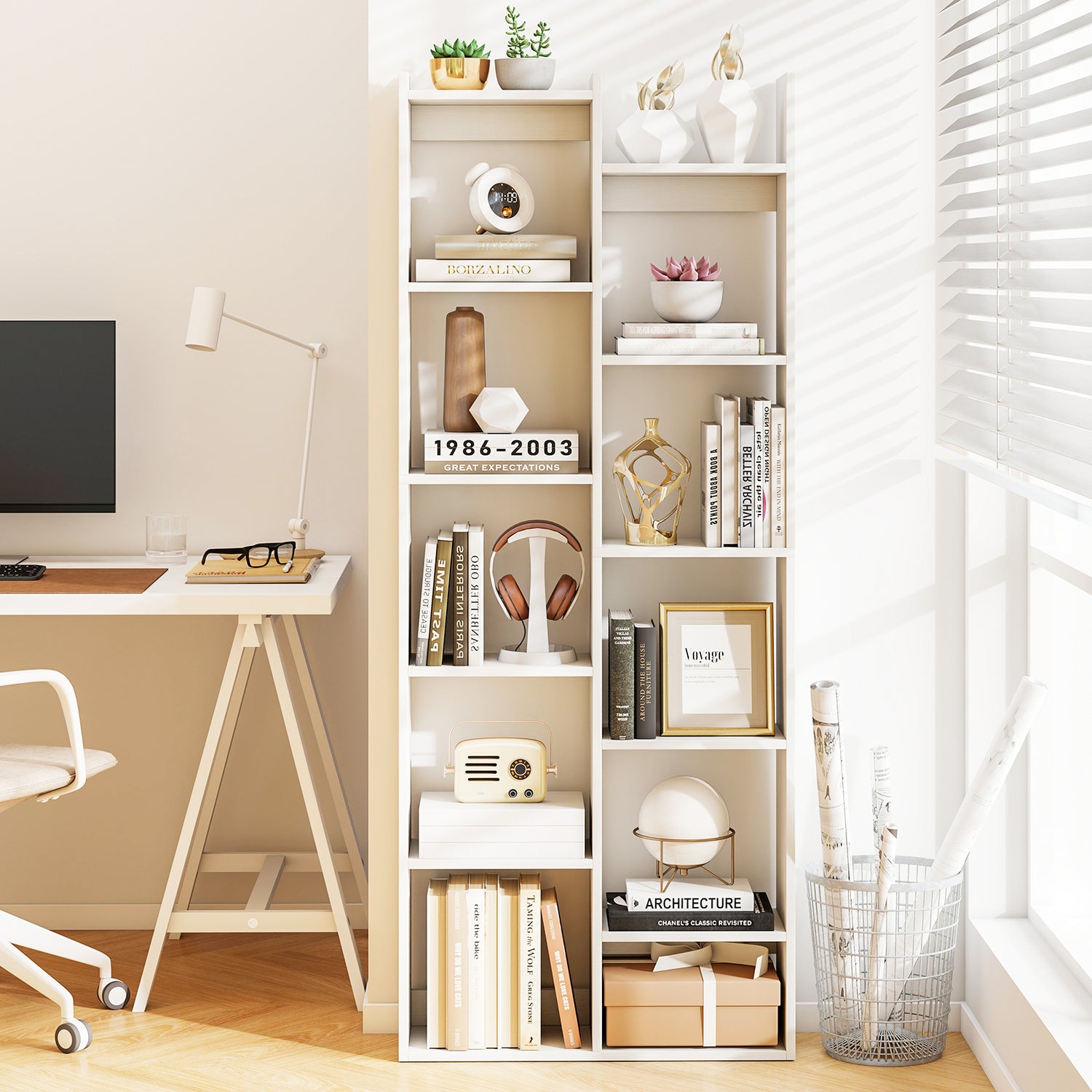 11-Tier Modern Book Organizer Bookcase with Anti-Tipping Kits