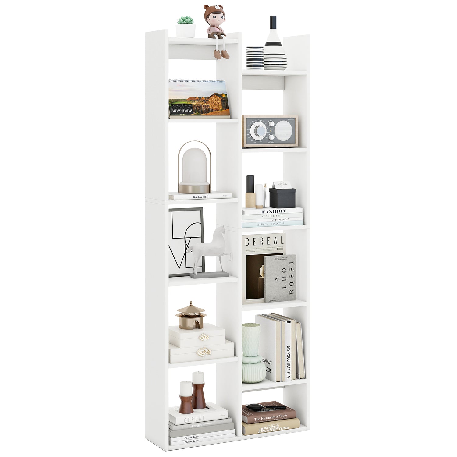 11-Tier Modern Book Organizer Bookcase with Anti-Tipping Kits