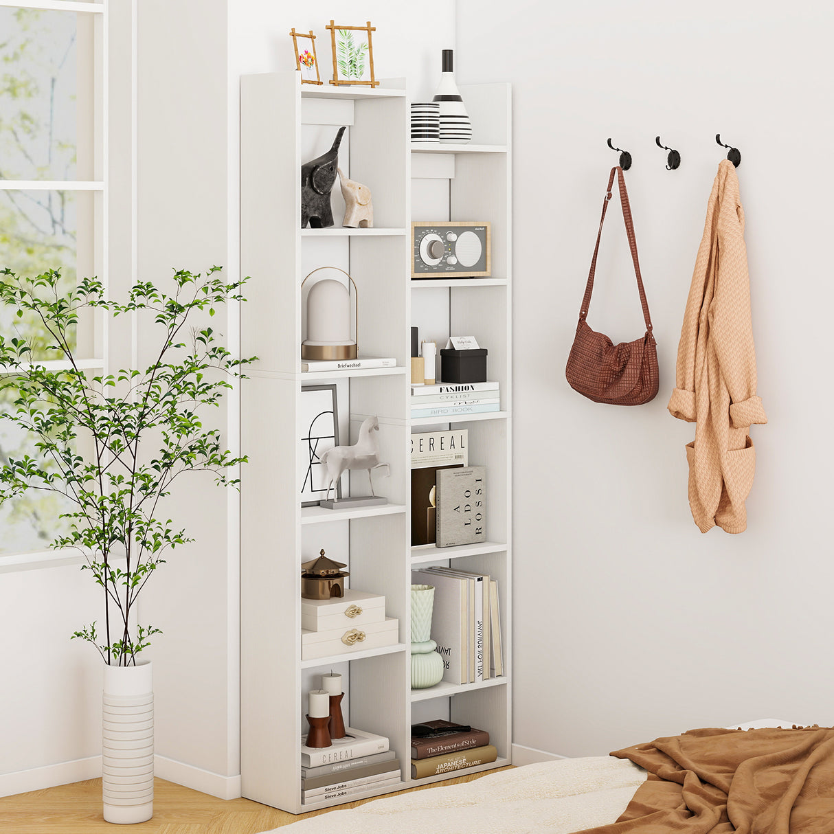 11-Tier Modern Book Organizer Bookcase with Anti-Tipping Kits