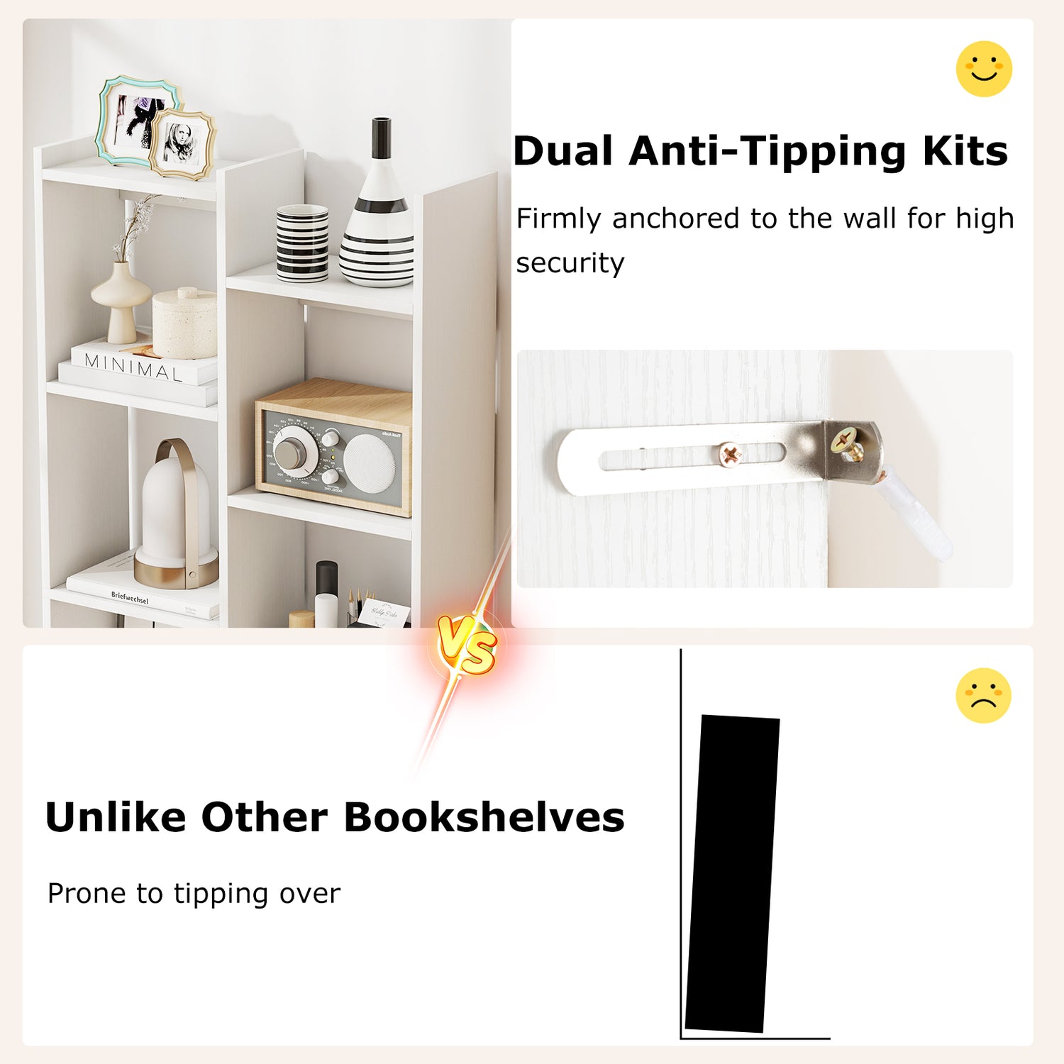 11-Tier Modern Book Organizer Bookcase with Anti-Tipping Kits