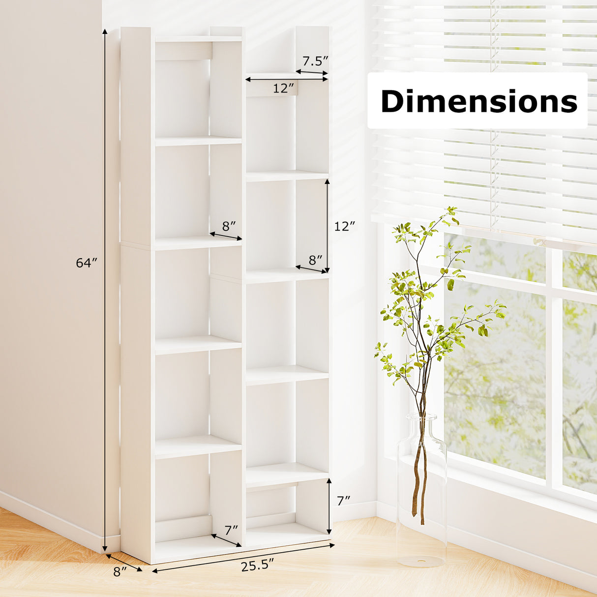 11-Tier Modern Book Organizer Bookcase with Anti-Tipping Kits