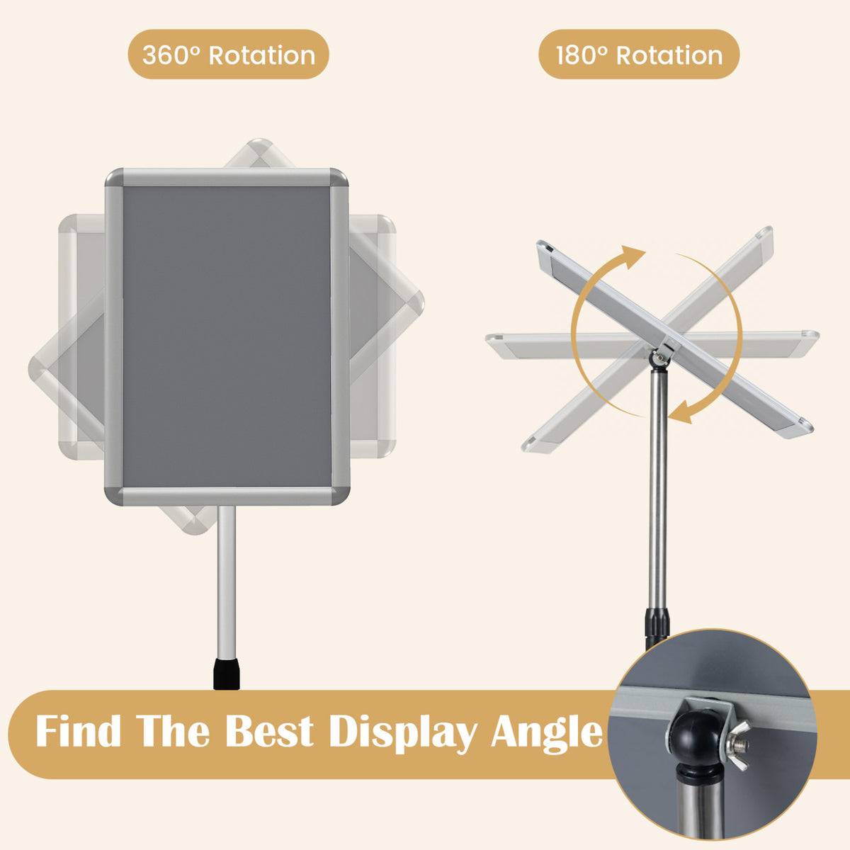 11 x 17 Inch Height Adjustable Sign Holder Stand with Snap-Open Frame