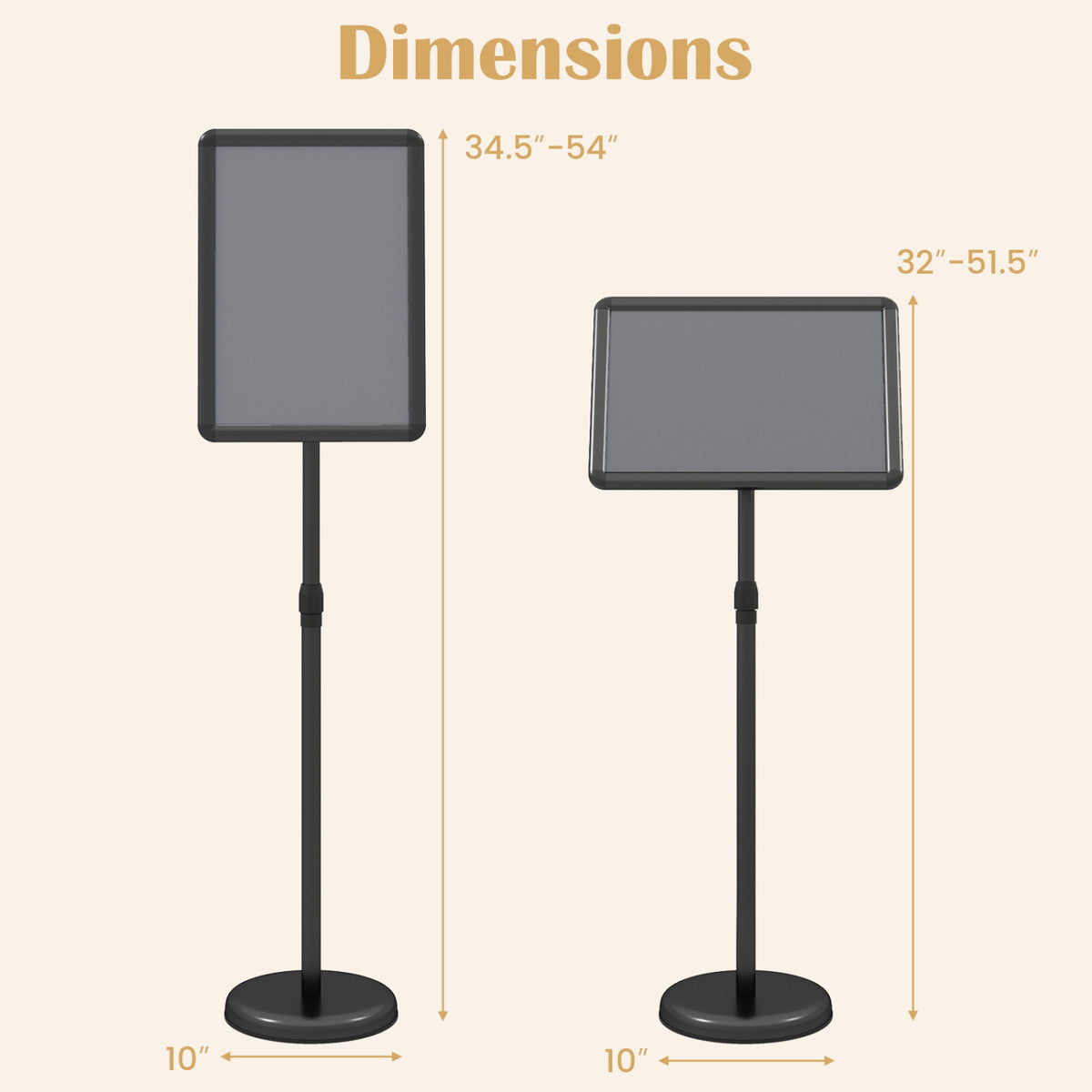 11 x 17 Inch Height Adjustable Sign Holder Stand with Snap-Open Frame