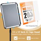 11 x 17 Inch Height Adjustable Sign Holder Stand with Snap-Open Frame