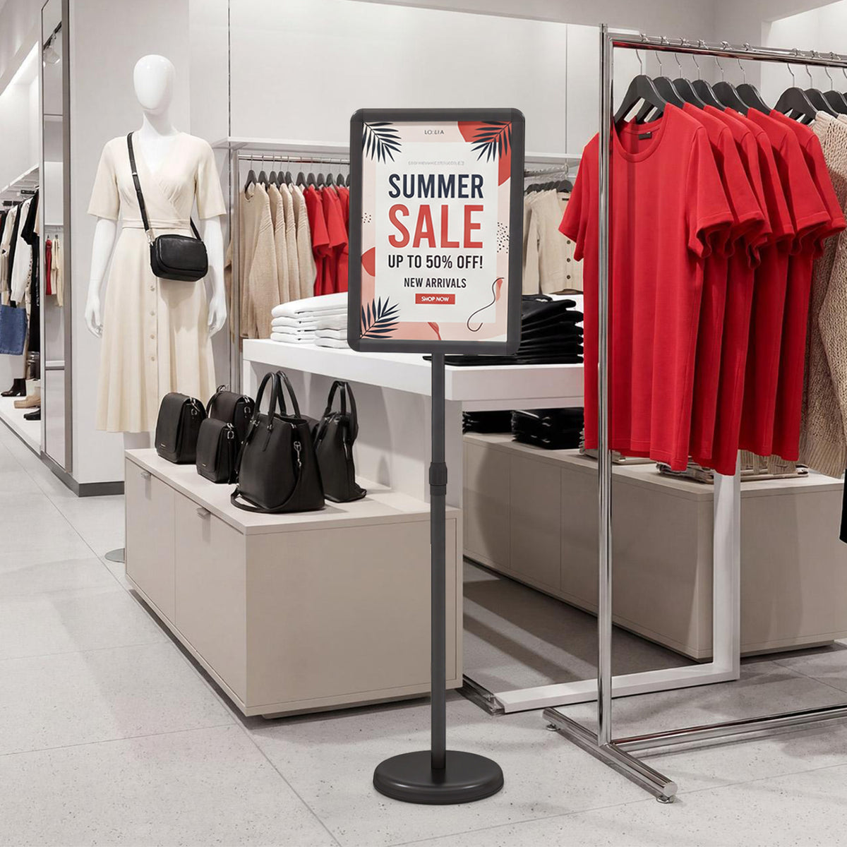 11 x 17 Inch Height Adjustable Sign Holder Stand with Snap-Open Frame