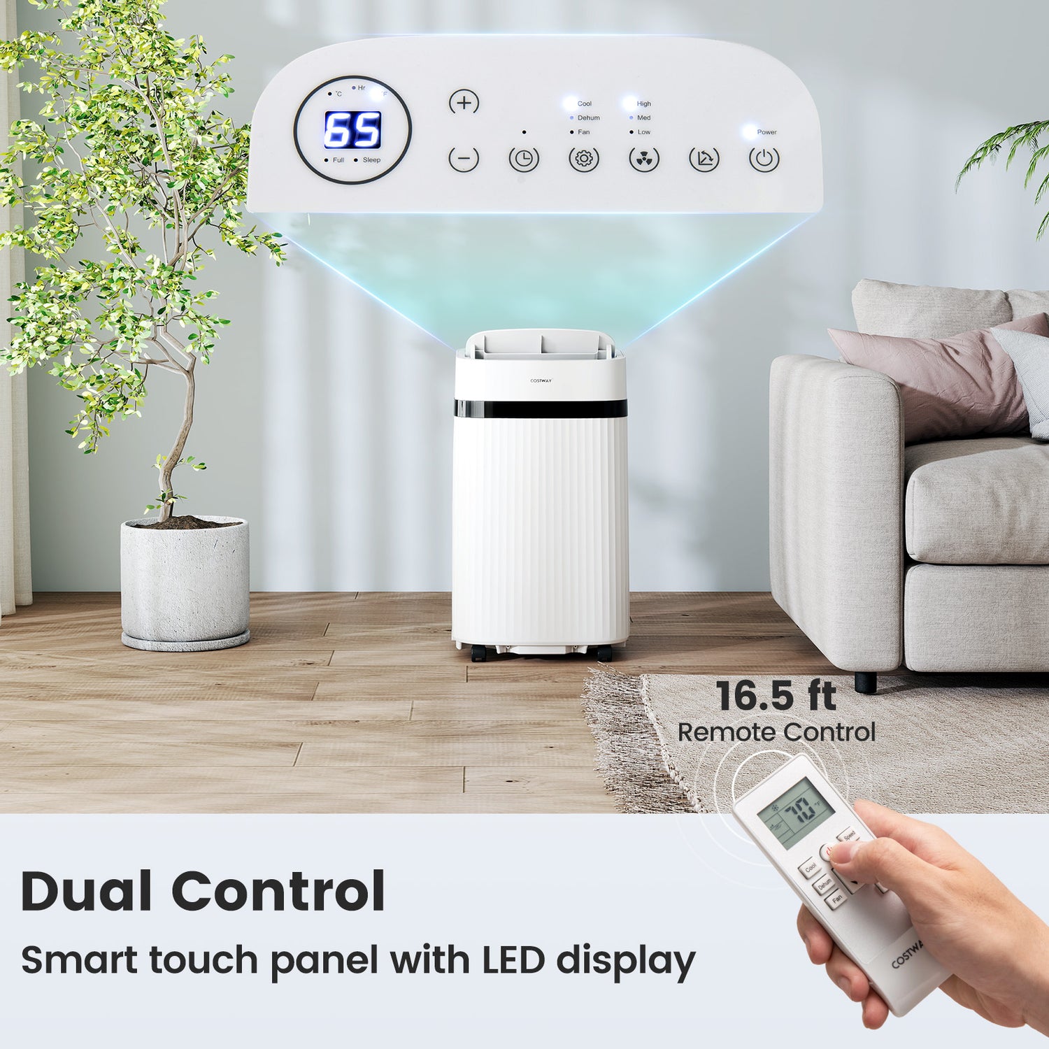 12000 BTU Portable Air Conditioner 3 in 1 Energy-saving with Fan and Dehumidifier-White