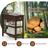 3-Tier Narrow End Table with Drawer and Storage Shelves Set of 2