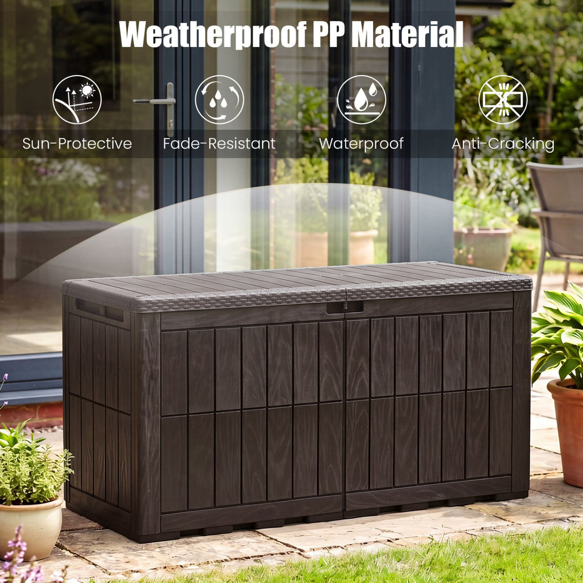Outdoor Deck Box with Lid and Handles for Garden Tools