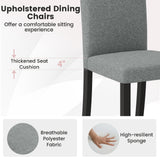 Dining Chair Set of 2 Mid-Century Modern Chairs with Rubber Wood Legs-Gray