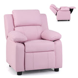 Deluxe Kids Armchair Recliner Headrest Sofa w/ Storage Arms
