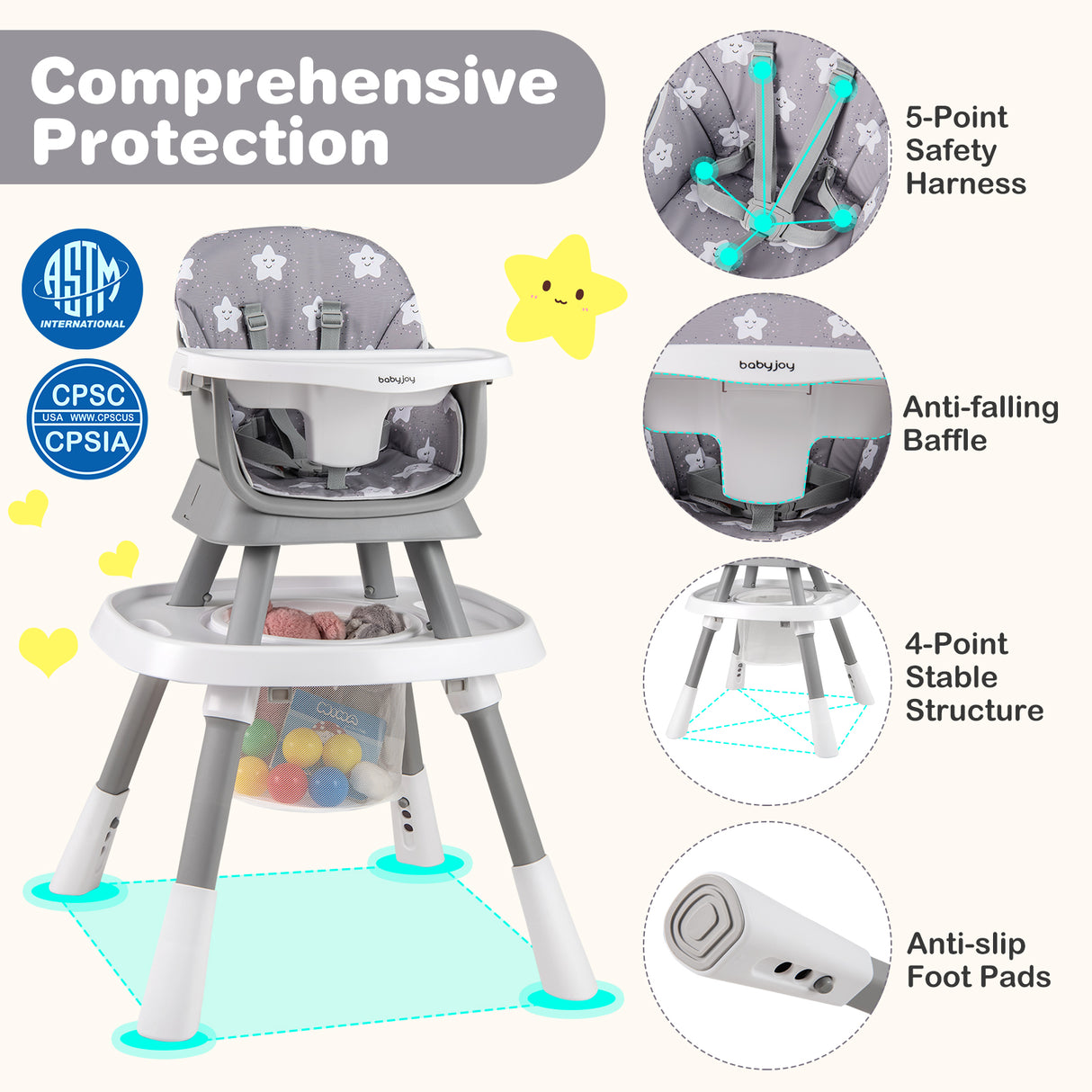 16-in-1 Baby High Chair with Activity Center and Booster Seat for Babies and Toddlers