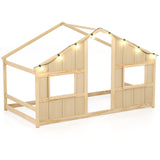 Twin Size House Bed with LED Lights Montessori Slat-free Floor Bed