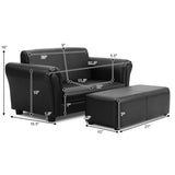 Black/White Kids Double Sofa with Ottoman