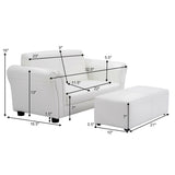 Black/White Kids Double Sofa with Ottoman