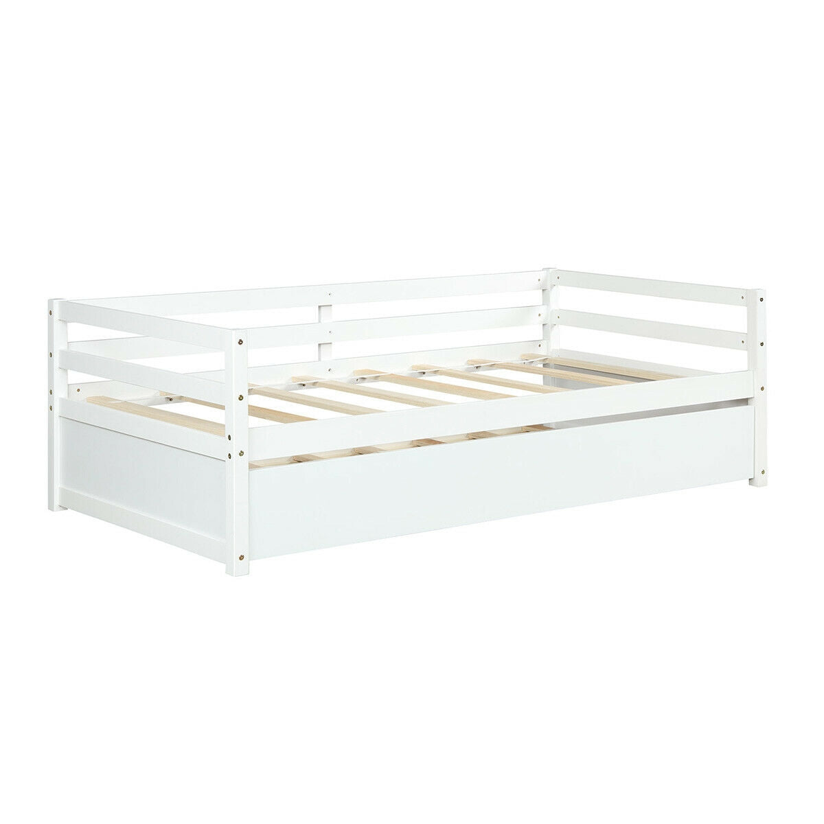 Twin Size Wooden Slat Trundle Platform