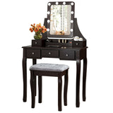Vanity Dressing Table Set with 10 Dimmable Bulbs and Cushioned Stool