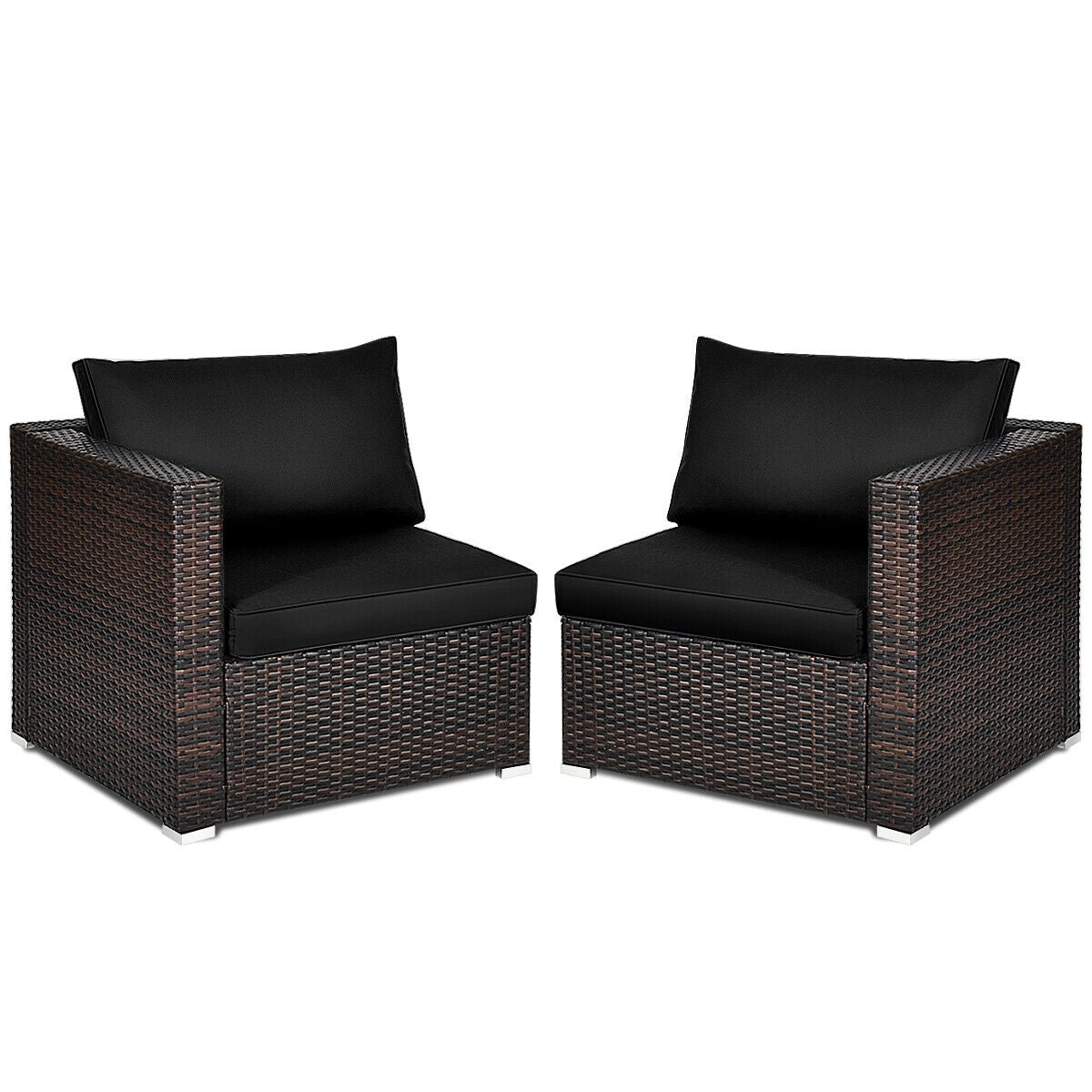 2PCS Patio Rattan Sectional Conversation Sofa Set