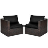 2PCS Patio Rattan Sectional Conversation Sofa Set