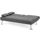 Convertible Folding Futon Sofa Bed Fabric with 2 Cup Holders