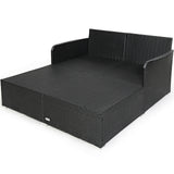 Spacious Outdoor Rattan Daybed with Upholstered Cushions and Pillows