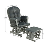 Baby Nursery Relax Rocker Rocking Chair Glider and Ottoman Set-Gray