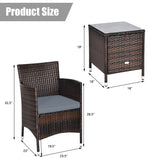 3 Pcs Outdoor Rattan Wicker Furniture Set