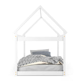 Stable Kids Platform Floor Bed with Roof ang Heavy-Duty Slats
