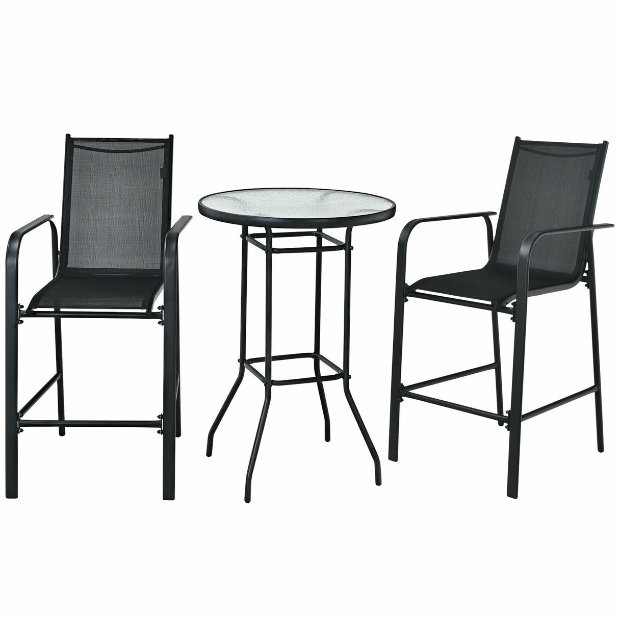 3 Pieces Outdoor Patio Bar Table Stool Set