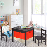 2-in-1 Kids Double-sided Activity Building Block Table with Drawers