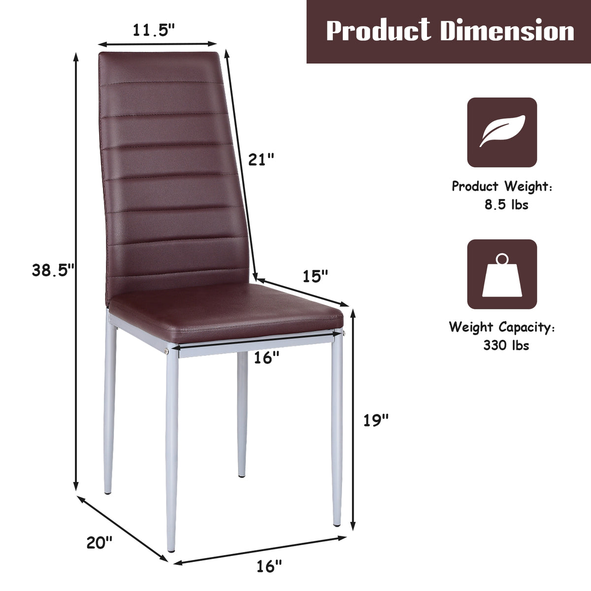 4 pcs PVC Leather Dining Side Chairs Elegant Design
