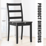 Set of 2 Wood Dining Chairs with Solid Rubber Wood Legs