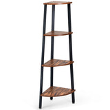4-Tier Corner Shelf Metal Storage Rack Domestic Bookcase-Black