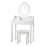 Makeup Dressing Table with Touch Switch Lighted Mirror and Cushioned Stool