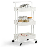 3-Tier Utility Cart Storage Rolling Cart with Casters