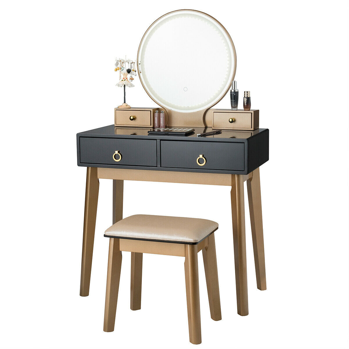 Set 3 Makeup Vanity Table Color Lighting Jewelry Divider Dressing Table