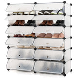 12-Cube DIY Portable Plastic Shoe Rack with Transparent Doors