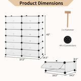 12-Cube DIY Portable Plastic Shoe Rack with Transparent Doors