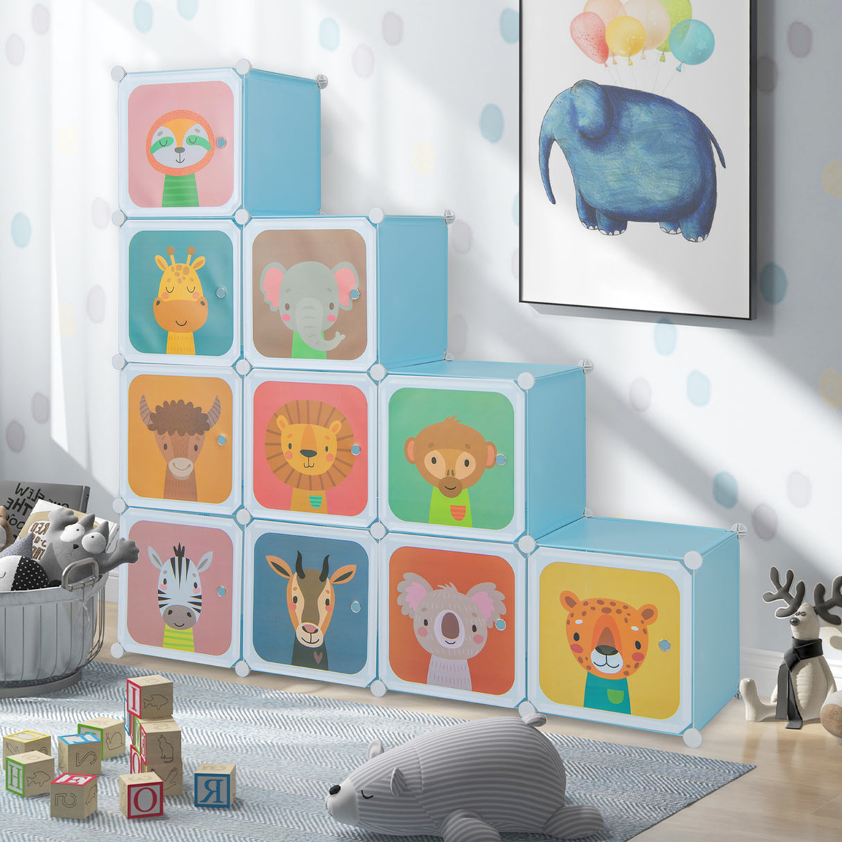 12 Cube Kids Wardrobe Closet with Hanging Section and Doors