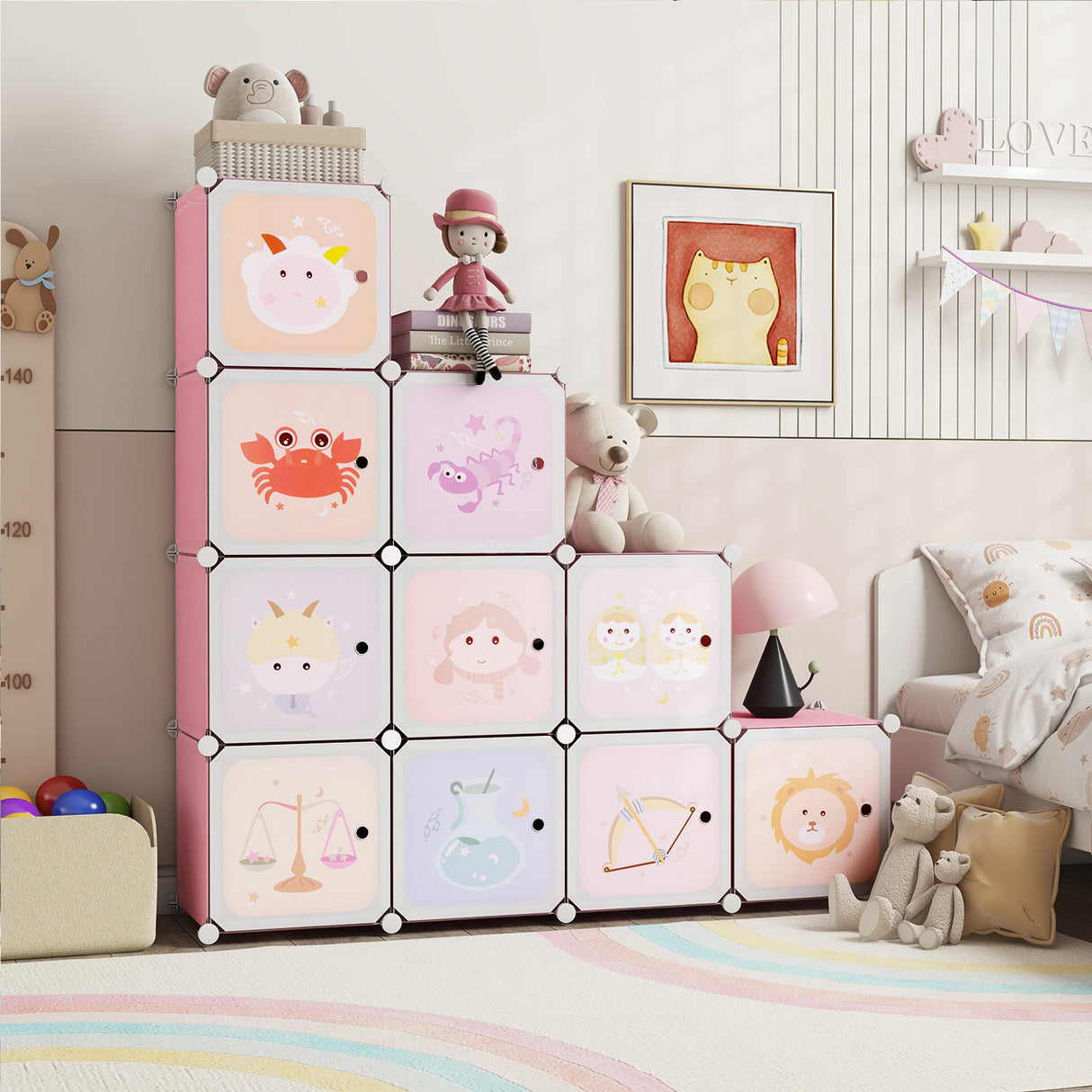 12 Cube Kids Wardrobe Closet with Hanging Section and Doors