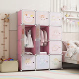 12 Cube Kids Wardrobe Closet with Hanging Section and Doors