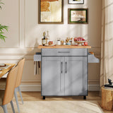 Rolling Kitchen Island Cart with Towel and Spice Rack